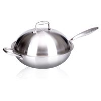 无油烟不粘锅304不锈钢炒锅无油烟炒菜锅无涂层不粘锅电磁炉|34CM不锈钢炒锅+侧耳+不锈钢锅盖