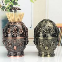 欧式牙签筒创意复古牙签盒福字手压自动弹出家用摆件客厅牙盅寓意|玫瑰混搭两个装