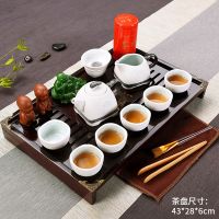 特价潮汕功夫茶具套装家用整套实木茶盘陶瓷紫砂茶壶茶杯茶道|16祥龙雪花小幽兰套装