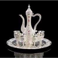 厂家优惠价富贵玫瑰花酒具套装俄罗斯摆件家用合金礼盒白酒杯|银白玫瑰花