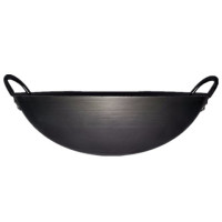 老式双耳熟铁锅炒锅无涂层大排档酒店专用抛锅铁皮锅手打大铁锅|45CM焊接1.8厚双耳