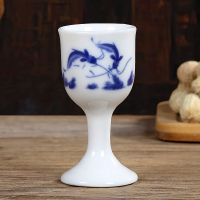 仿古酒具套装白酒分酒器家用古代酒壶一斤酒盅高脚杯小酒杯一口杯|年年有鱼单杯子6个
