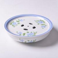 潮汕陶瓷功夫茶具圆形茶盘茶船储水式特价空船托盘简约办公家用|牡丹:十寸直径26cm