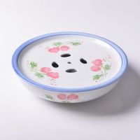 潮汕陶瓷功夫茶具圆形茶盘茶船储水式特价空船托盘简约办公家用|红月季:十寸直径26cm