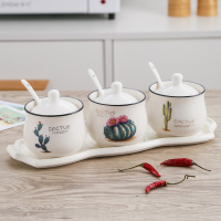 陶瓷调料罐盒厨房用品盐罐子家用组合装辣椒油佐料瓶调味盒三件套