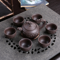 紫砂茶具套装特价 陶瓷功夫茶具整套茶壶 龙凤呈祥茶具家用茶杯子|龙凤呈祥7件套