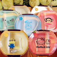 便携外出便当盒可爱卡通分格小学生宝宝儿童保鲜水果盒饭盒