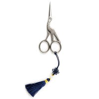 复古日式茶叶袋剪刀 鹤形茶艺茶包包装小剪 手工鱼线不锈钢装饰剪|鹤剪镜光+中国结挂坠11.5cm挂坠随机选色备注