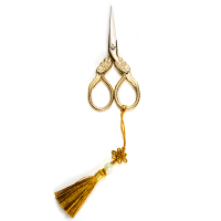 复古日式茶叶袋剪刀 鹤形茶艺茶包包装小剪 手工鱼线不锈钢装饰剪|龙剪镀金+中国结挂坠10.2cm挂坠随机选色备注