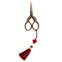 复古日式茶叶袋剪刀 鹤形茶艺茶包包装小剪 手工鱼线不锈钢装饰剪|龙剪镀钛+中国结挂坠10.2cm挂坠随机选色备注