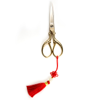 复古日式茶叶袋剪刀 鹤形茶艺茶包包装小剪 手工鱼线不锈钢装饰剪|凤凰镀金+中国结挂坠13cm挂坠随机选色备注