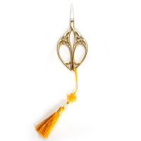 复古日式茶叶袋剪刀 鹤形茶艺茶包包装小剪 手工鱼线不锈钢装饰剪|树叶镀金+中国结挂坠10.7cm挂坠随机选色备注