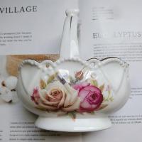 新品陶瓷餐具勺子蓝筷子笼筷子筒刀叉架糖果零食碟笼叉花花蓝|扁形波浪口花篮