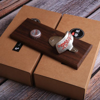 可口可意壁挂式黑胡桃实木冰箱贴磁吸开瓶器磁铁吸瓶盖酒起子|磨砂银可口可乐[精美包装]