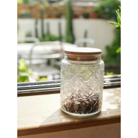日式复古海棠花纹玻璃密封罐厨房干货五谷杂粮咖啡豆储物瓶收纳罐