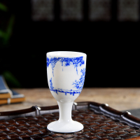 陶瓷白酒杯家用烈酒杯高脚杯黄酒小酒盅创意一口杯黄酒具仿古套装|风景画6个