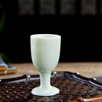 陶瓷白酒杯家用烈酒杯高脚杯黄酒小酒盅创意一口杯黄酒具仿古套装|青瓷6个