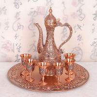 新疆高档俄罗斯锡器酒具套装青铜酒壶酒杯工艺品摆设经典锡器摆件|红铜款