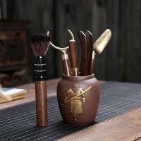 茶道六套装功夫茶具配件组合镊子茶刀勺茶针竹制茶艺茶盘摆件|紫砂悟空+六