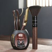 茶道六套装功夫茶具配件组合镊子茶刀勺茶针竹制茶艺茶盘摆件|黑浮雕禅和尚+铜六