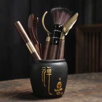 茶道六套装功夫茶具配件组合镊子茶刀勺茶针竹制茶艺茶盘摆件|黑禅+铜六