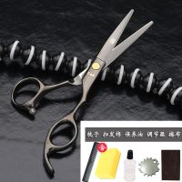 火匠理发美发剪刀平剪牙剪碎发打薄剪刘海神器家用剪头发工具|黑色[6.0英寸] 牙剪[用于打薄]