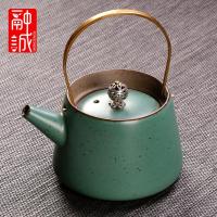 仿古茶壶提梁壶陶瓷复古泡茶器家用铜把单壶茶水壶日式功夫茶具|古陶[茶壶]T梁壶孔雀绿
