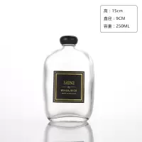 厂家直销白酒瓶100ml玻璃酒瓶水果酒瓶扁瓶饮料瓶养生酒瓶|250毫升透明黑盖(10只)