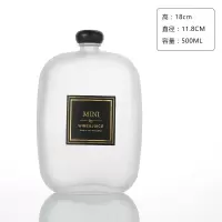 厂家直销白酒瓶100ml玻璃酒瓶水果酒瓶扁瓶饮料瓶养生酒瓶|500毫升蒙砂黑盖(10只)