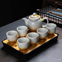 茶壶陶瓷过滤窑变单壶大号容量家用带内胆功夫茶具泡茶器杯子套装|复古大壶一壶六杯+如意盘