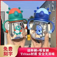 儿童水杯宝宝吸管学饮杯防呛带手柄幼儿园婴儿可爱塑料杯子防摔