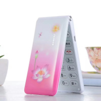 联通电信手机大声老人机移动翻盖老人版男女款老年手机大字大按键|粉色[彩蝶版]移动联通 双电池