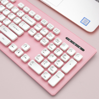 悬浮巧克力键盘有线无线静音台式电脑联想惠普笔记本外接薄膜办公家用游戏防水打字专用女生可爱粉色超薄usb