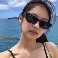 网红jennie同款眼镜小脸复古方框防紫外线太阳镜女猫眼个性墨镜