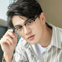男女防辐射防蓝光护目镜男女学生韩版复古半框平光镜变色近视眼镜