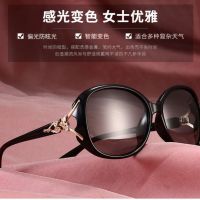 日夜两用变色镜偏光太阳镜女夜视镜防远光灯开车眼镜女圆脸墨镜女