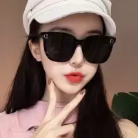 网红潮款连体无边框超黑色墨镜女大框圆脸街拍太阳镜方框素颜眼镜