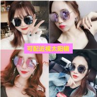 可配近视太阳镜女韩版时尚潮个性网红墨镜圆脸防紫外线百搭复古风