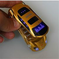 翻盖法拉利跑车手机迷你儿童小手机男女款学生双卡双待带跑马灯|翻盖金色 无振动版