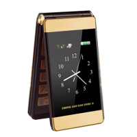 双屏翻盖老人手机大声大字翻盖机老人机移动电信男女款老年手机|咖啡金双屏版 单电池8g内存卡