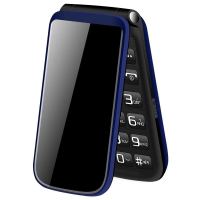 移动电信双屏翻盖老人手机大声大字大按键老年手机老人机超长待机|蓝色/单屏高配版 标配
