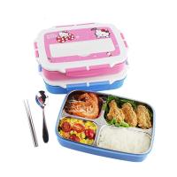 食堂卡通带盖小学生饭盒304不锈钢儿童餐盘分格便携保温饭盒密封