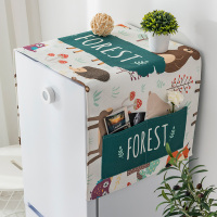 棉麻冰箱布盖巾滚筒洗衣机罩盖布单开双开门冰箱防尘罩床头|白底森林冰箱盖布 45*130cm(小冰箱洗衣机通用)