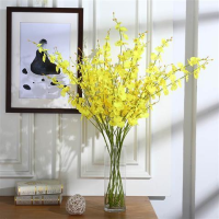 装饰摆件花跳舞兰花束塑料装饰花客厅花假花仿真花干|黄色五枝装（不含瓶）
