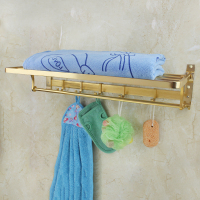 金色太空铝挂件套装置物架浴室卫生间欧式毛巾架浴巾架卫浴|打孔 金色太空铝浴巾架