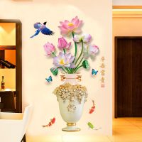 客厅卧室背景墙贴画墙壁墙面房间温馨装饰贴纸中国风花瓶墙纸自粘|平安富贵花瓶