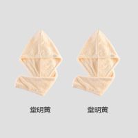 干发帽吸水新款速干包头发毛巾浴帽女长发成人加厚|[2条装]唐明黄