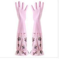 保暖加绒加厚手套卡通家用洗衣清洁做家务胶手套厨房洗碗防水|粉色[束口款] 3双装