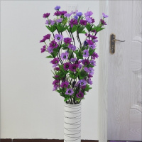 仿真花干花假花家居室内客厅假花装饰摆件落地塑料百合郁金香|紫色含花瓶