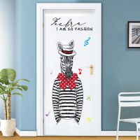 创意门贴卧室翻新墙贴纸房间布置可爱衣柜柜门装饰品自粘墙纸贴画|斑马先生